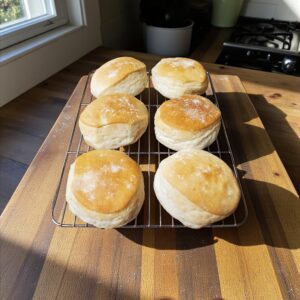 English Muffins cooling on a rack