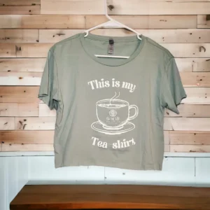 Green T-shirt with "This is my Tea-shirt.