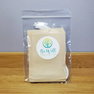 Reusable tea bags in clear packaging.