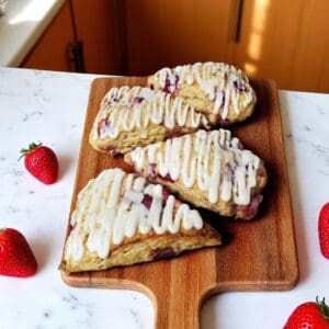 Freshly baked scones with strawberries