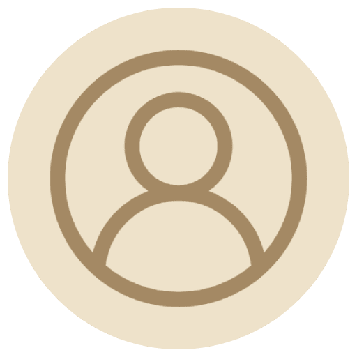 User profile icon on beige background.