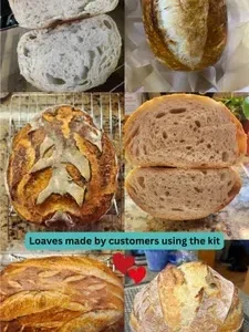 Homemade bread loaves made by customers.