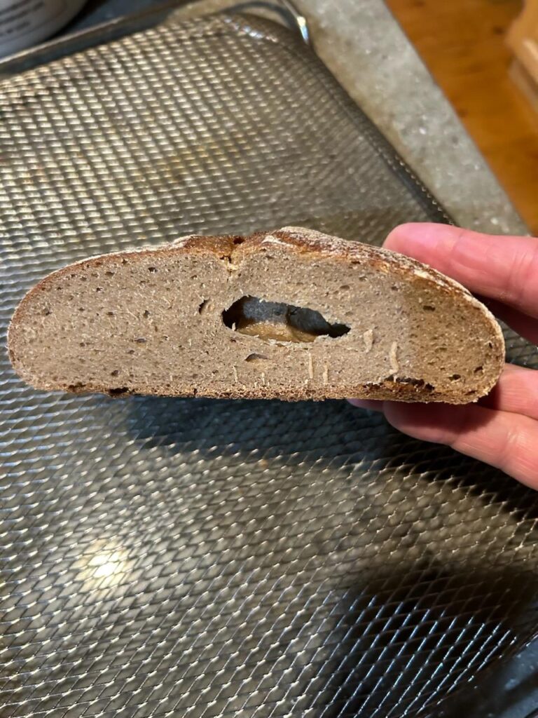 dense sourdough crumb from beginner mistake