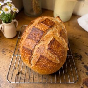 fresh milled sourdough loaf of bread