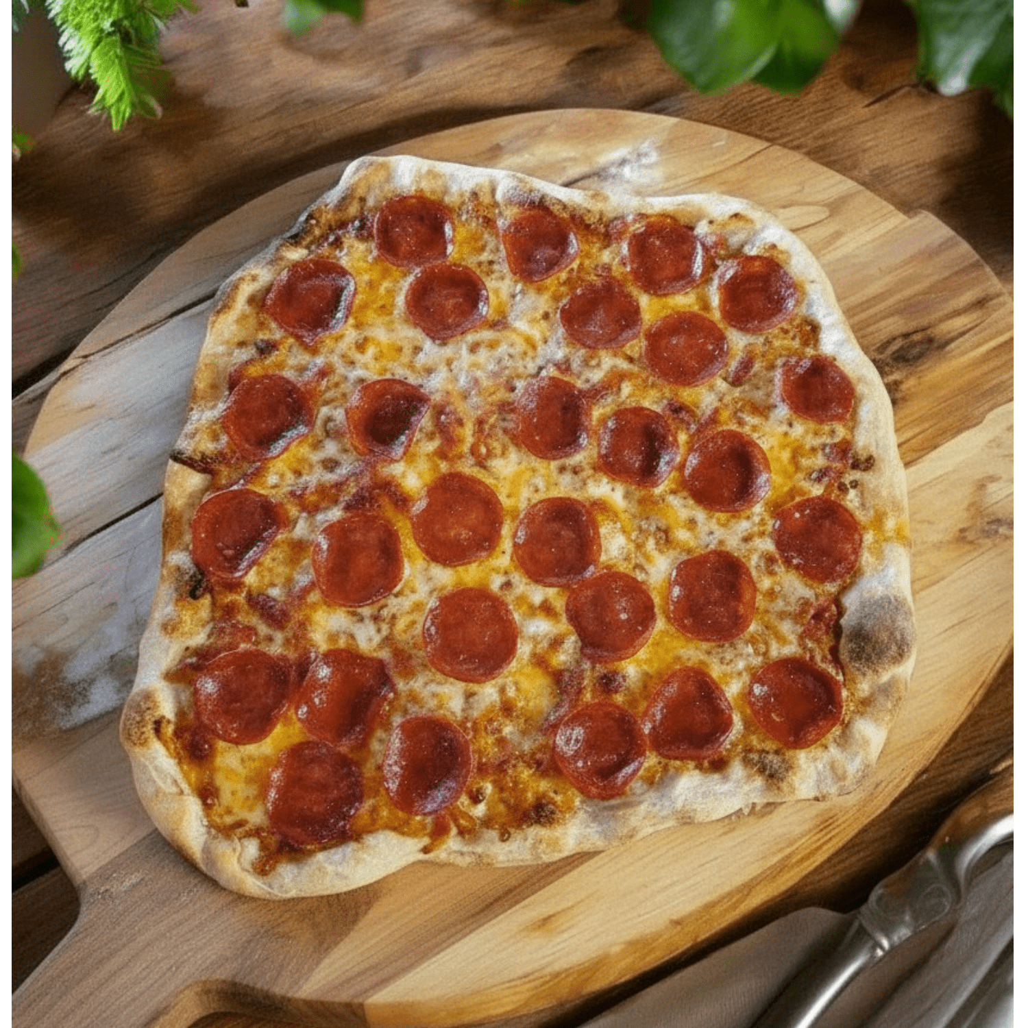 freezer-friendly sourdough pizza on a cutting board